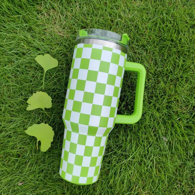 40oz Stainless Steel Checkerboard Printing Powder Coated Classic Tumblers Keep Cold or Hot  Well