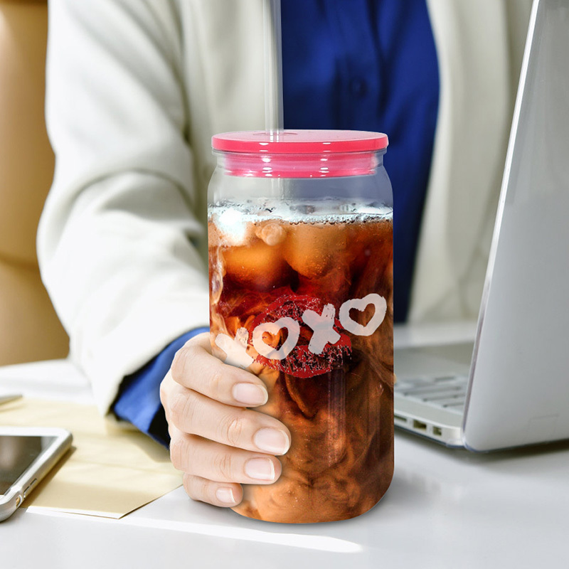 RTS US Warehouse Plastic Cups 16oz 50PCS/CTN Acrylic Clear Beer Can Plastic Tumbler With Colored PP Lid for Vinyl UV DTF