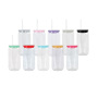 RTS US Warehouse Plastic Cups 16oz 50PCS/CTN Acrylic Clear Beer Can Plastic Tumbler With Colored PP Lid for Vinyl UV DTF