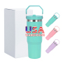 USA Warehouse 30oz Double Wall Stainless Steel Vacuum Powder Coated Tumbler Mugs Water Bottle W/ Flip Handle Lids 6pcs Mix Color