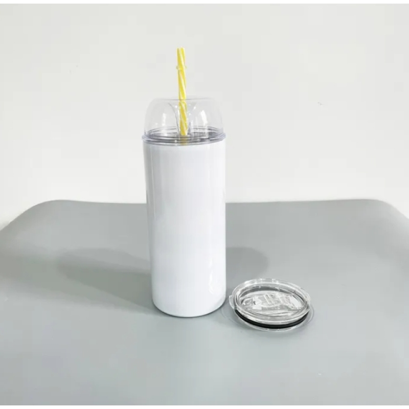 12oz/24oz Sublimation Straight Skinny Tumbler Stainless Steel Insulated Double Wall Transparent Clear Acrylic With Dome Lid