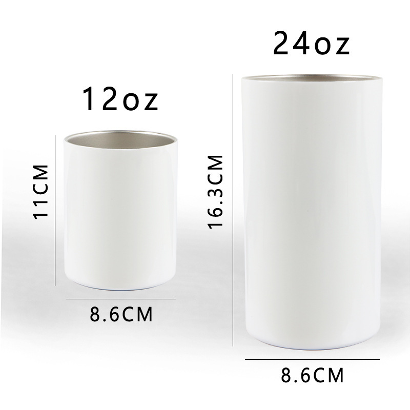 12oz/24oz Sublimation Straight Skinny Tumbler Stainless Steel Insulated Double Wall Transparent Clear Acrylic With Dome Lid