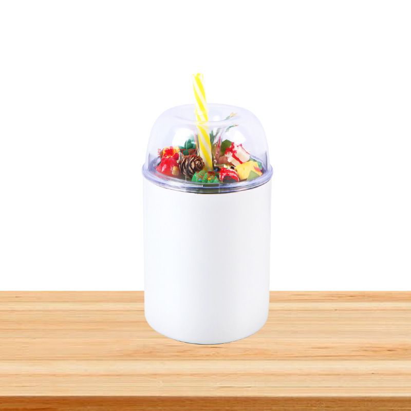 12oz/24oz Sublimation Straight Skinny Tumbler Stainless Steel Insulated Double Wall Transparent Clear Acrylic With Dome Lid