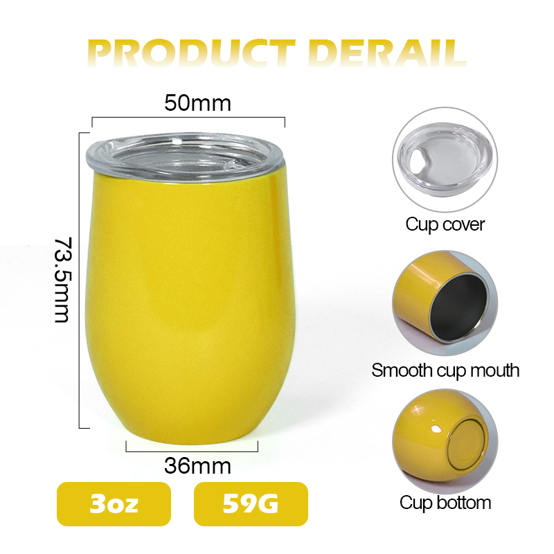 New Arrival 3oz Neon Egg Shape Double Wall Stainless Steel  Wine Tumbler Mini Cups for Bar, Club, Restaurant, Home Use
