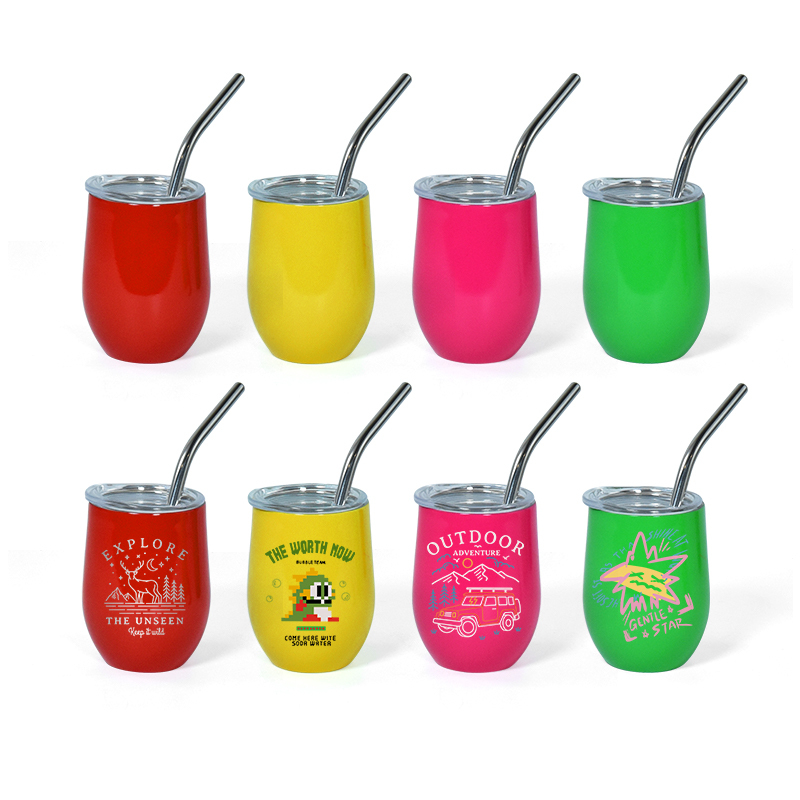 New Arrival 3oz Neon Egg Shape Double Wall Stainless Steel  Wine Tumbler Mini Cups for Bar, Club, Restaurant, Home Use