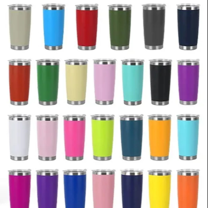 Wholesale 20oz Powder Coated Travel Coffee Mug Laser Tumbler Stainless Steel Vacuum Mug Double Wall Car Tumbler with Lid