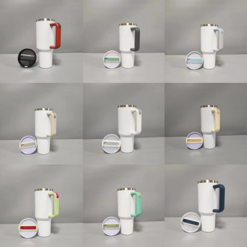 40oz H2.0 Cups Stainless Steel Double Wall Reusable Insulated Mugs Sublimation Blanks Tumbler with Handle and Straw NO MOQ