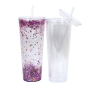 25pcs/ctn  24oz Double Wall Fillable Acrylic Cup BPA Free Clear Pre-drilled for Glitter