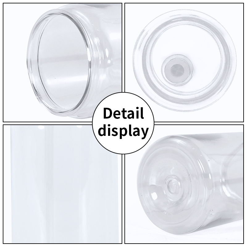 Custom Plastic Drinkware 16oz All clear Acrylic Clear Can Plastic Tumbler With clear PP Lid for Vinyl UV DTF
