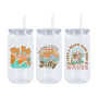 Custom Plastic Drinkware 16oz All clear Acrylic Clear Can Plastic Tumbler With clear PP Lid for Vinyl UV DTF