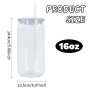 Custom Plastic Drinkware 16oz All clear Acrylic Clear Can Plastic Tumbler With clear PP Lid for Vinyl UV DTF