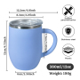 Custom Logo Office 450ml Trendy Double Wall Stainless Steel Inner Outer Plastic Coffee Mug Thermo Cup with Handle and Lid