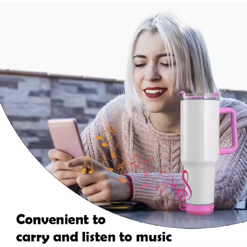In Stock 40oz Sublimation Blanks Vacuum Music Tumbler Mug 15pcs/ctn Direct Drinking Speaker Tumbler Mug with Handle