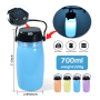 New Arrivals Custom LOGO Eco Friendly Sports Collapsible Silicone Water Bottle With LED Lighting 700ml Plastic Drinkware