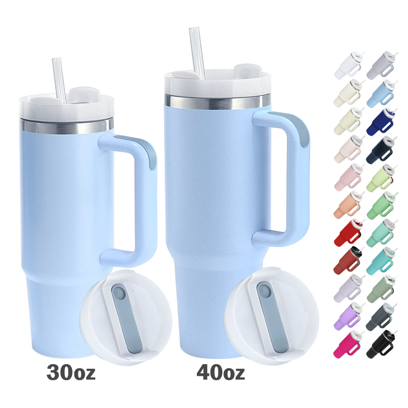 Personalized Travel Camping Custom logo Double-wall Stainless Steel 30oz 40oz Outdoor Mugs 40 oz Tumbler with Handle Lids Straw