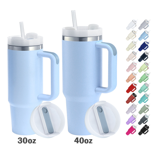 Personalized Travel Camping Custom logo Double-wall Stainless Steel 30oz 40oz Outdoor Mugs 40 oz Tumbler with Handle Lids Straw