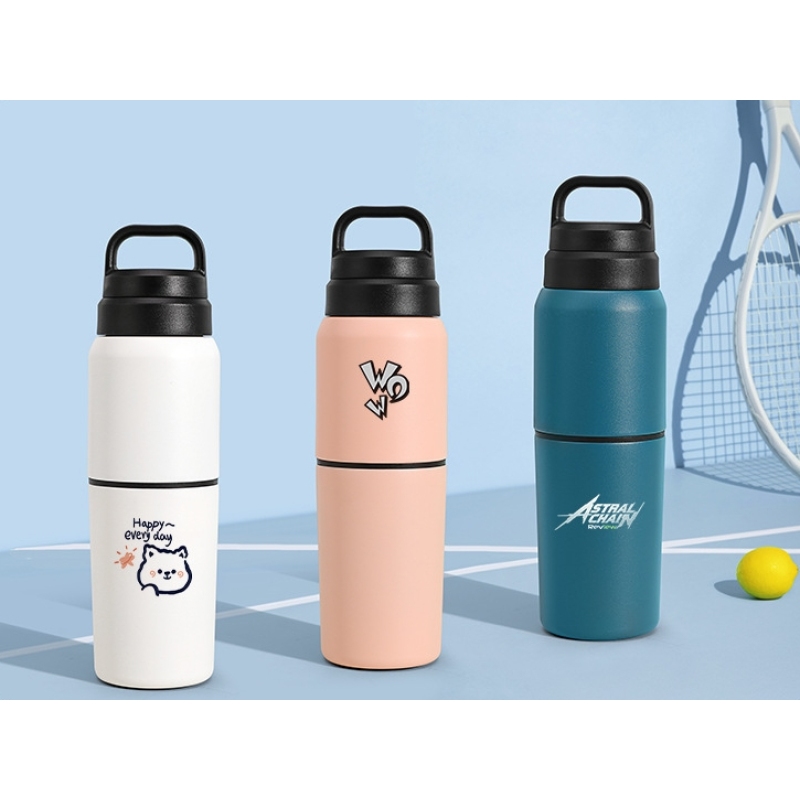 2-in-1 Split Type Tumbler Double Wall Stainless Steel Powder Coated Beer Mugs Portable Coffee Drinking Cups Sports Water Bottle