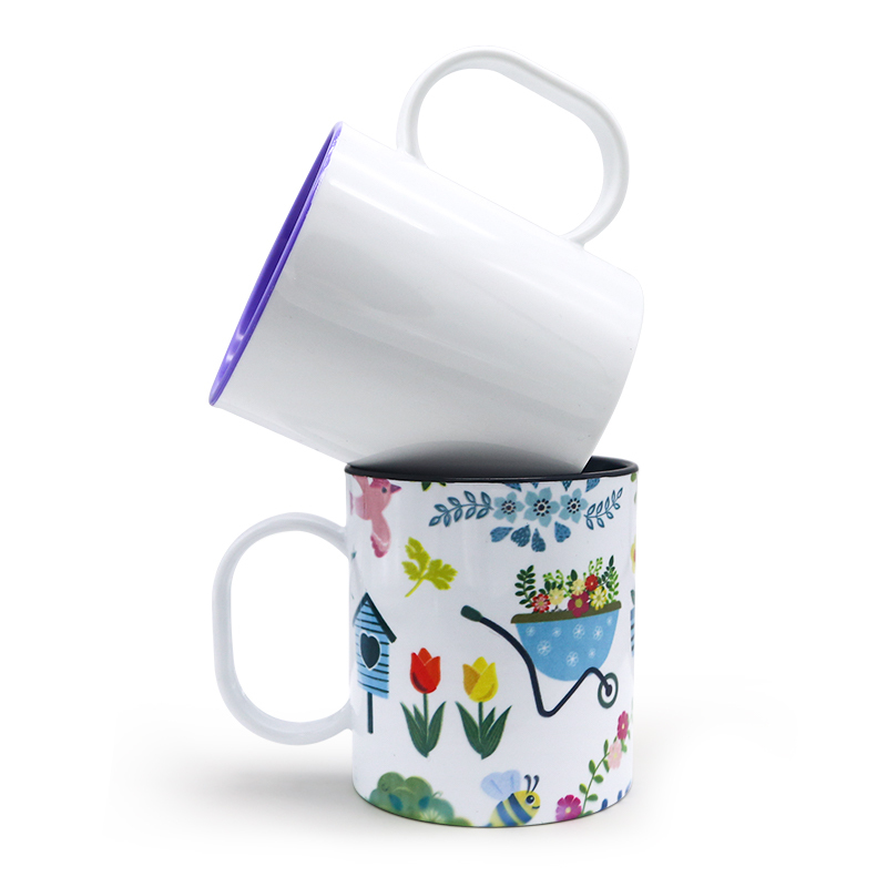 China Warehouse Stocked Inner Colored 11oz Mugs Ceramic White Sublimation Coffee Mug in Individual Gift Foam Box