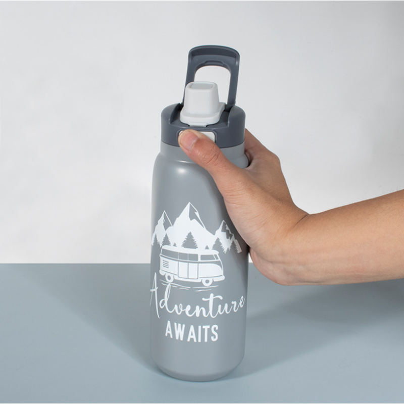 Custom logo 27oz 33oz Printing 304 Stainless Steel Sports Water Bottle with Detachable Concealed Handle Silicone Spout Lock Lid