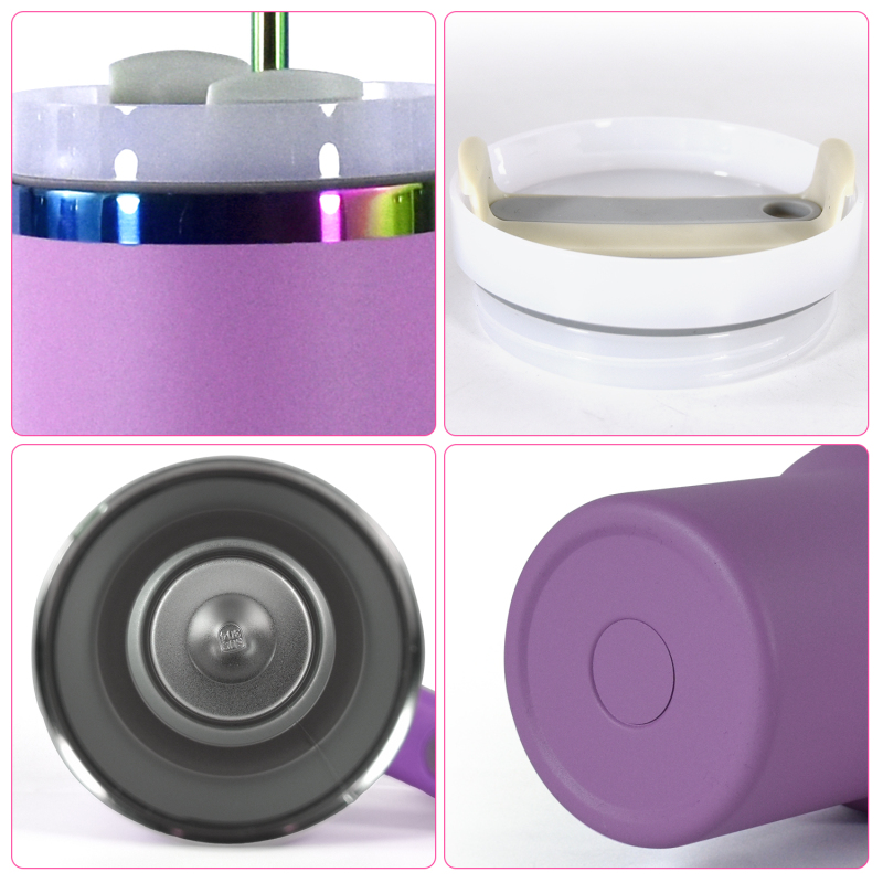 US in STOCK Laser Electroplating H2.0 40oz Powder Coated Mugs Colors Insulated Stainless Steel  Tumbler with Handle