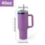 US in STOCK Laser Electroplating H2.0 40oz Powder Coated Mugs Colors Insulated Stainless Steel  Tumbler with Handle