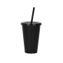 Solid Color Single Wall 16oz Reusable pp Cold Water Drink Coffee Mug Tumbler Plastic Cups with Lids and Straws