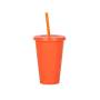 Solid Color Single Wall 16oz Reusable pp Cold Water Drink Coffee Mug Tumbler Plastic Cups with Lids and Straws