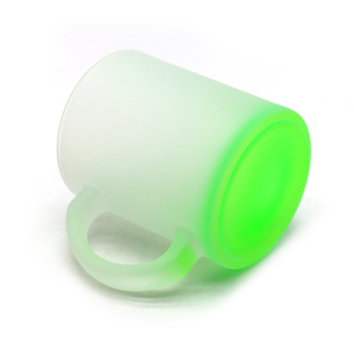 Superior Quality Sublimation Tumblers 11oz Gradient Color Fluorescent Frosted Glass Mug with Handle Beer Coffee Mug