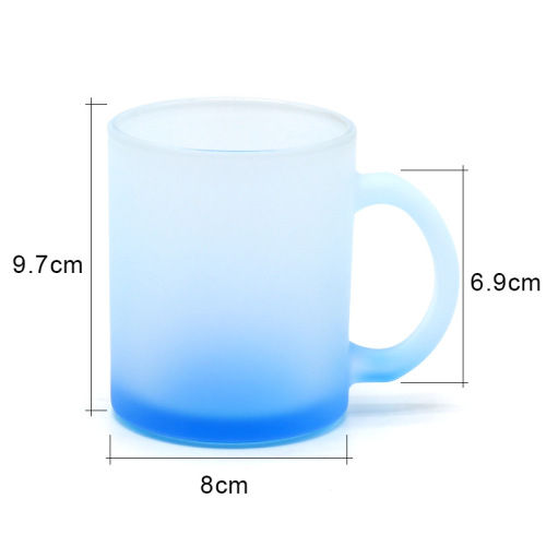 Superior Quality Sublimation Tumblers 11oz Gradient Color Fluorescent Frosted Glass Mug with Handle Beer Coffee Mug