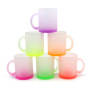 Superior Quality Sublimation Tumblers 11oz Gradient Color Fluorescent Frosted Glass Mug with Handle Beer Coffee Mug
