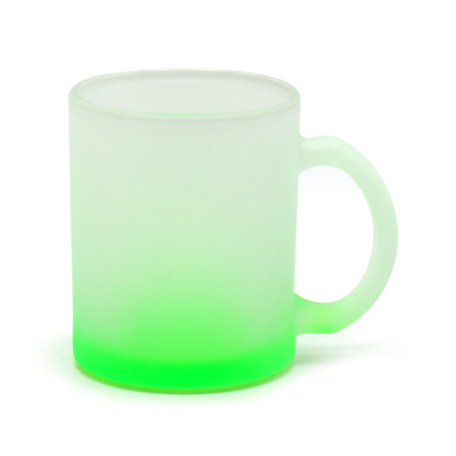 Superior Quality Sublimation Tumblers 11oz Gradient Color Fluorescent Frosted Glass Mug with Handle Beer Coffee Mug