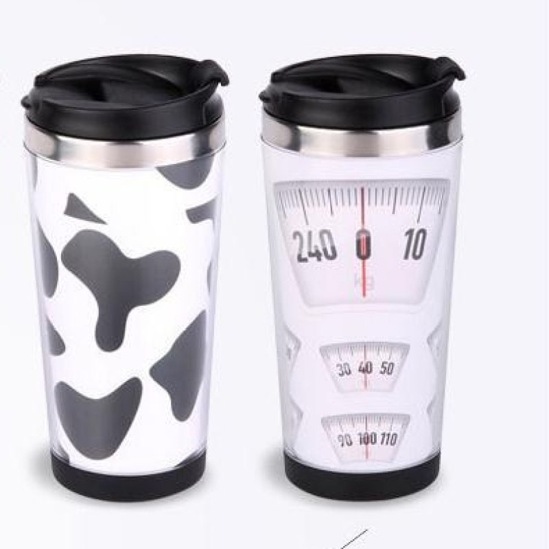Outside Plastic Inside Steel 450ml Travel Mug With Paper/photo Insert Story Board Cup Creative Double Walled Water Bottle