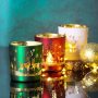 Christmas Colorful Screen Printing Reindeers Tree Luxury Glass Candle Jars Aromatherapy Holder Candle Making Empty Container