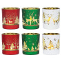 Christmas Colorful Screen Printing Reindeers Tree Luxury Glass Candle Jars Aromatherapy Holder Candle Making Empty Container