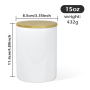 RTS US 36pcs/ctn 15oz Thick Candle Jars for Making Candles Empty Jars with Wood Lids for Candle Making, Sample Container