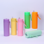 Portable Sports Water Bottle with Silicone Handle and Straw Large-mouth American Style Stainless Steel Insulated Cup