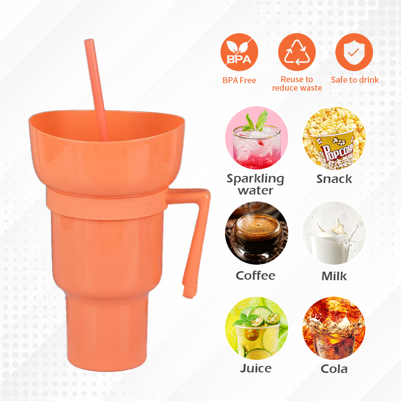 Ready to Ship in Stock Factory Price 32oz Cold Water Custom Logo Tumbler 2 in 1 Snack and Drink Cup