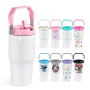 Sublimation Flip Straw Leak Proof Lid Kids Sports Water Bottle 20oz Ounce Tumbler Cup Colored Handle for Heat Transfer Printing