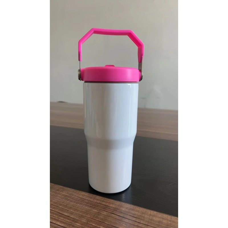 Sublimation Flip Straw Leak Proof Lid Kids Sports Water Bottle 20oz Ounce Tumbler Cup Colored Handle for Heat Transfer Printing