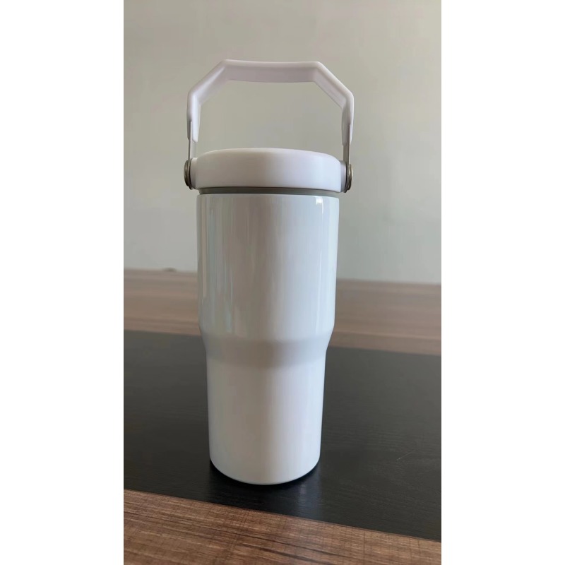 Sublimation Flip Straw Leak Proof Lid Kids Sports Water Bottle 20oz Ounce Tumbler Cup Colored Handle for Heat Transfer Printing