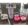 Sublimation Flip Straw Leak Proof Lid Kids Sports Water Bottle 20oz Ounce Tumbler Cup Colored Handle for Heat Transfer Printing