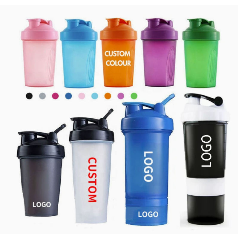 20oz 13oz Plastic Shake Cup Full-color Handle Fitness Water Cup Milk Shaker Protein Powder Mixing Bottle Custom logo Outdoor Mug