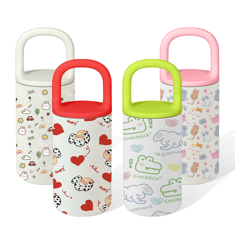 Custom logo 400ml Children's Cartoon Stainless Steel Vacuum Insulated Tumblers Portable Thermoes Water Bottle for Kids