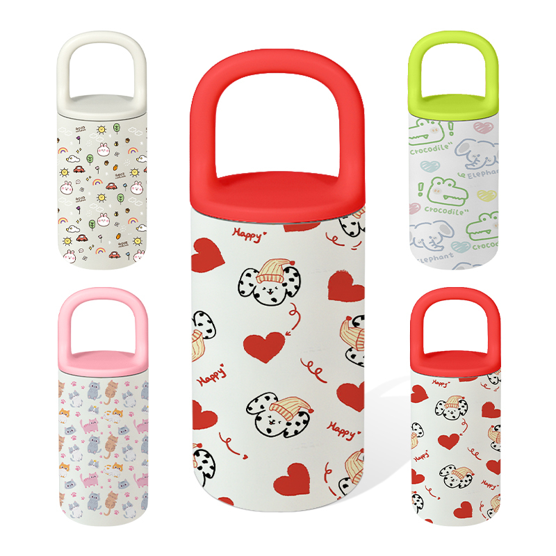 Custom logo 400ml Children's Cartoon Stainless Steel Vacuum Insulated Tumblers Portable Thermoes Water Bottle for Kids
