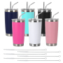 20oz Leakproof Insulated Tumblers Travel Coffee Mugs Powder Coated Stainless Steel Tumblers with Lid and Straw