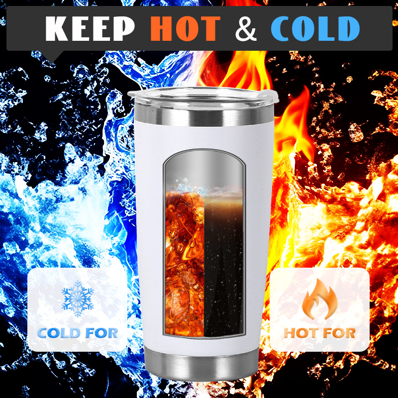 20oz Leakproof Insulated Tumblers Travel Coffee Mugs Powder Coated Stainless Steel Tumblers with Lid and Straw
