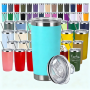 20oz Leakproof Insulated Tumblers Travel Coffee Mugs Powder Coated Stainless Steel Tumblers with Lid and Straw