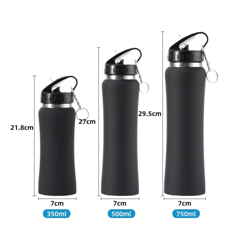 Double Wall Stainless Steel 304 Bottle 350ml 500ml 750ml Laser Engraved Logo Insulated Water Bottle With Handle Straw Carabiner