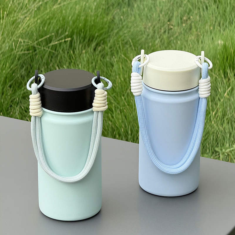 DSY Custom logo 12oz 350ml Wide Mouth 316 Stainless Steel High Quality Water Bottle with Detachable Rope Handle Lid