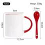 Wholesale Factory Price 11oz Sublimation Blanks Coffee Milk Tea Inner Color Ceramic Mug with Tea Spoon